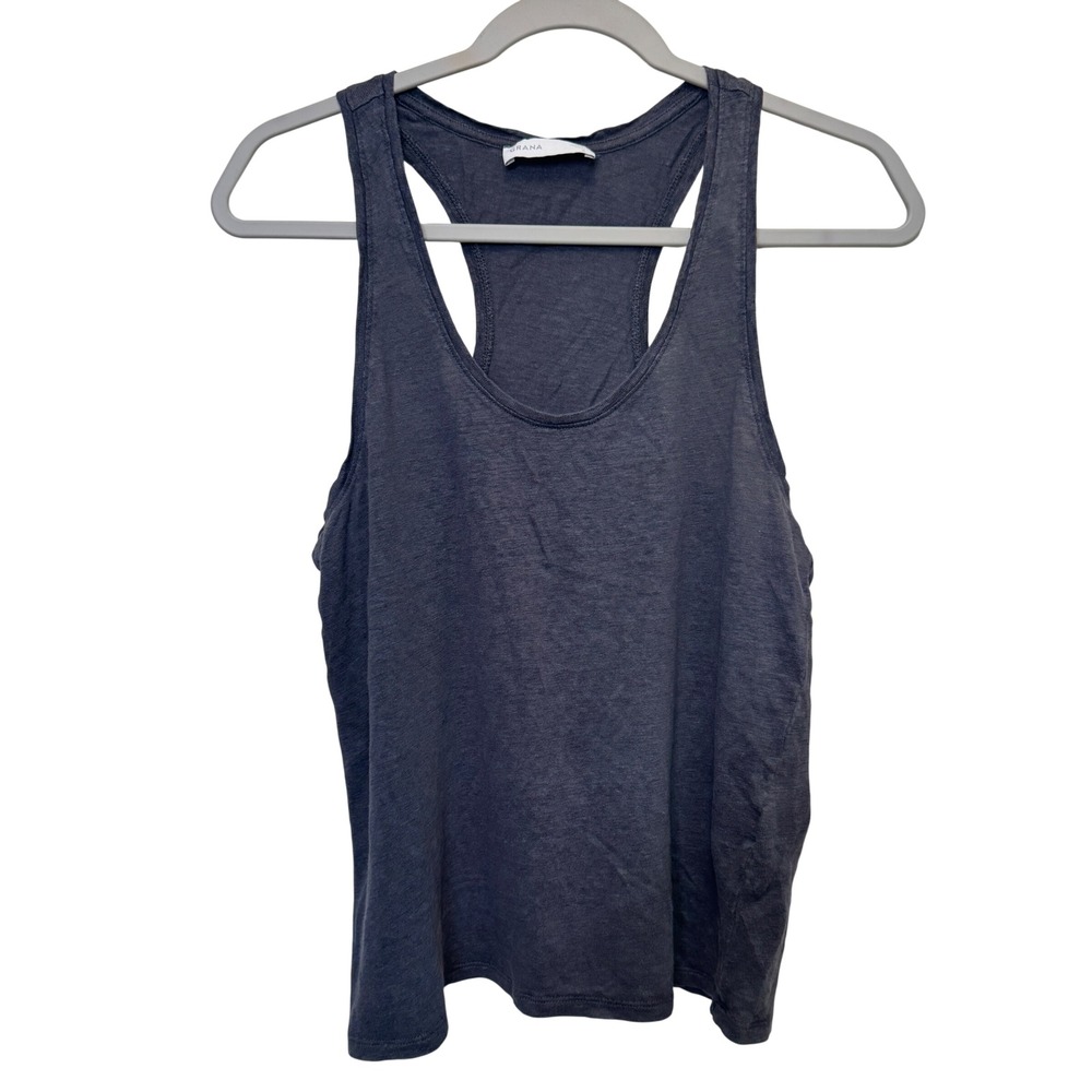 Grana Womens Tank Top Size S Gray 100% Linen Racerback Minimalist Capsule